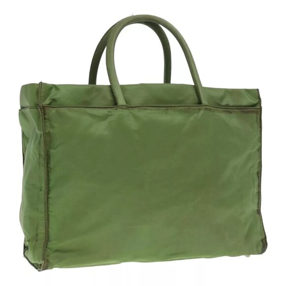 PRADA Hand Bag Nylon Khaki Silver Auth bs17496 - Picture 1 of 16